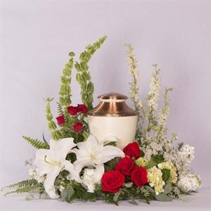 Red and White Urn Flowers