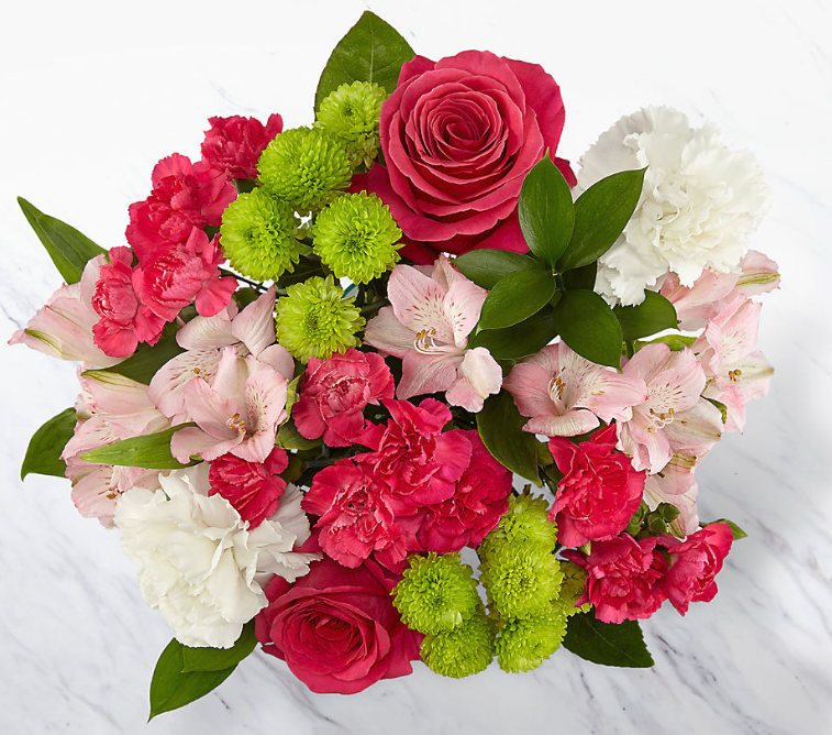 Hot pink, Lime green and white flowers available for delivery in Winnipeg 