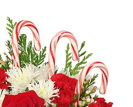 Add 3 real candy cane to arrangement